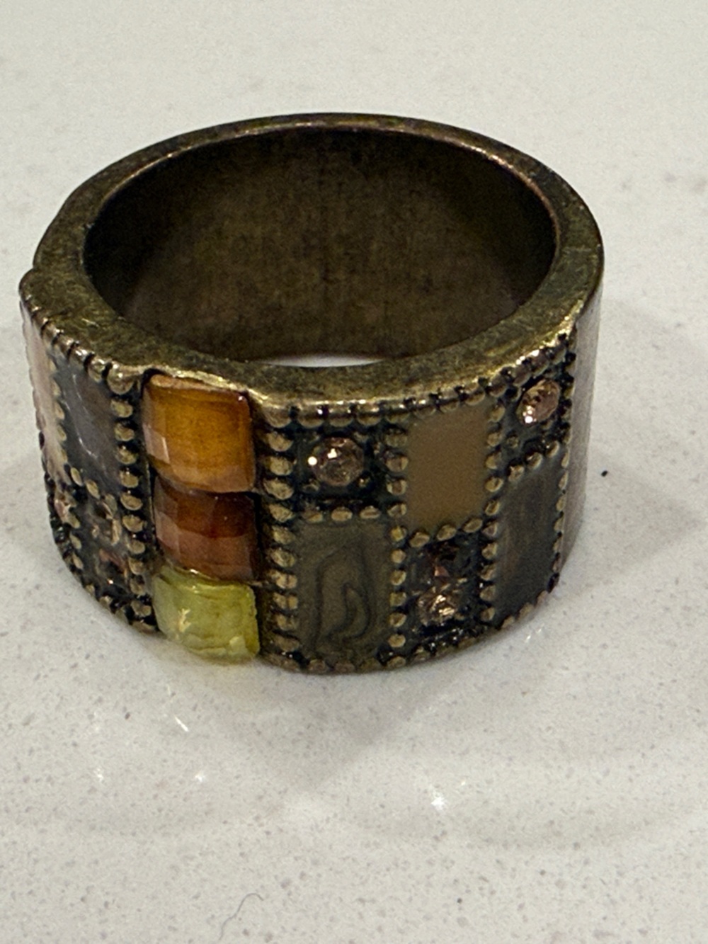 Boho Handcrafted Mosaic Multicolor Statement Ring